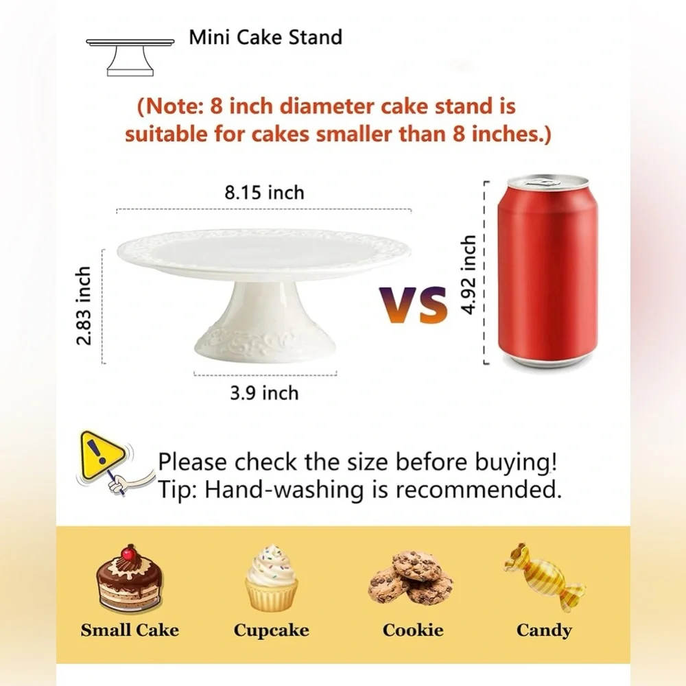 New 8 Inch Porcelain Cake Stand Plate